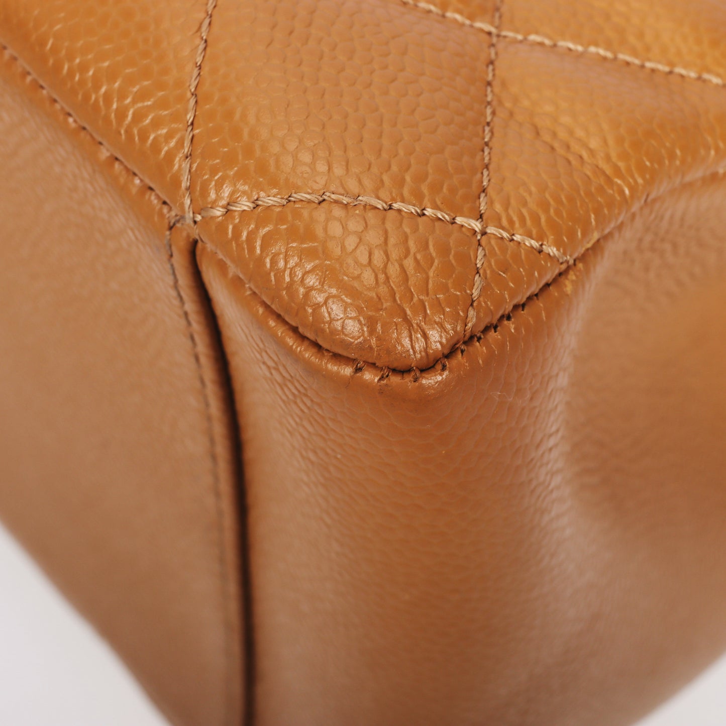 Pre-Owned Chanel Grand Shopping Tote GST Gold Quilted Caviar Calfskin Leather Shoulder Bag 83985960