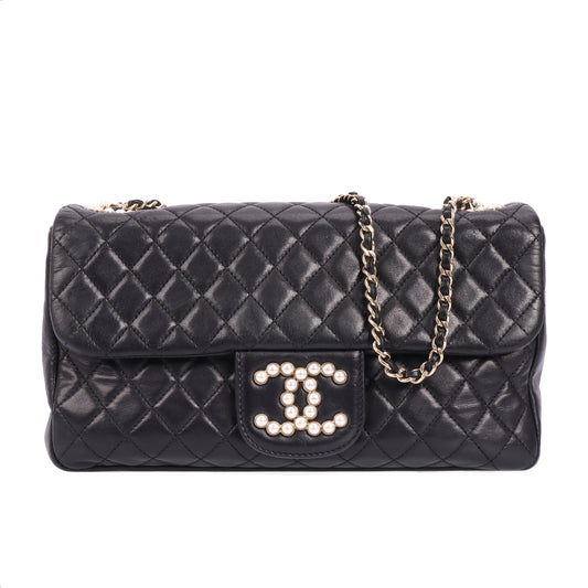 Pre-Owned Chanel Black Lambskin Crossbody Bag 84329491