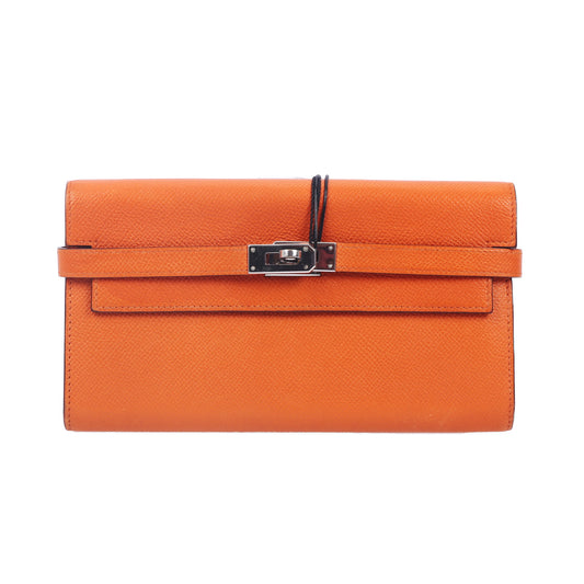 Pre-Owned Hermès Kelly Wallet Orange Epsom Calfskin Leather Wallet 84664389
