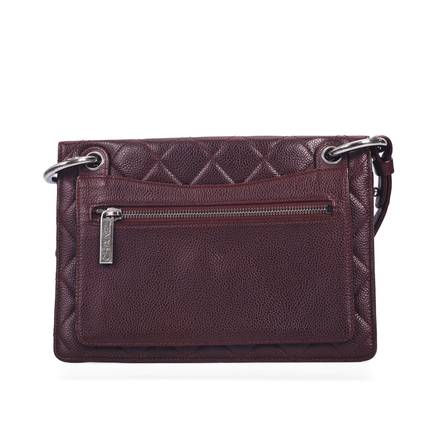 Pre-Owned Chanel Burgundy Quilted Caviar Calfskin Crossbody Bag 84832905