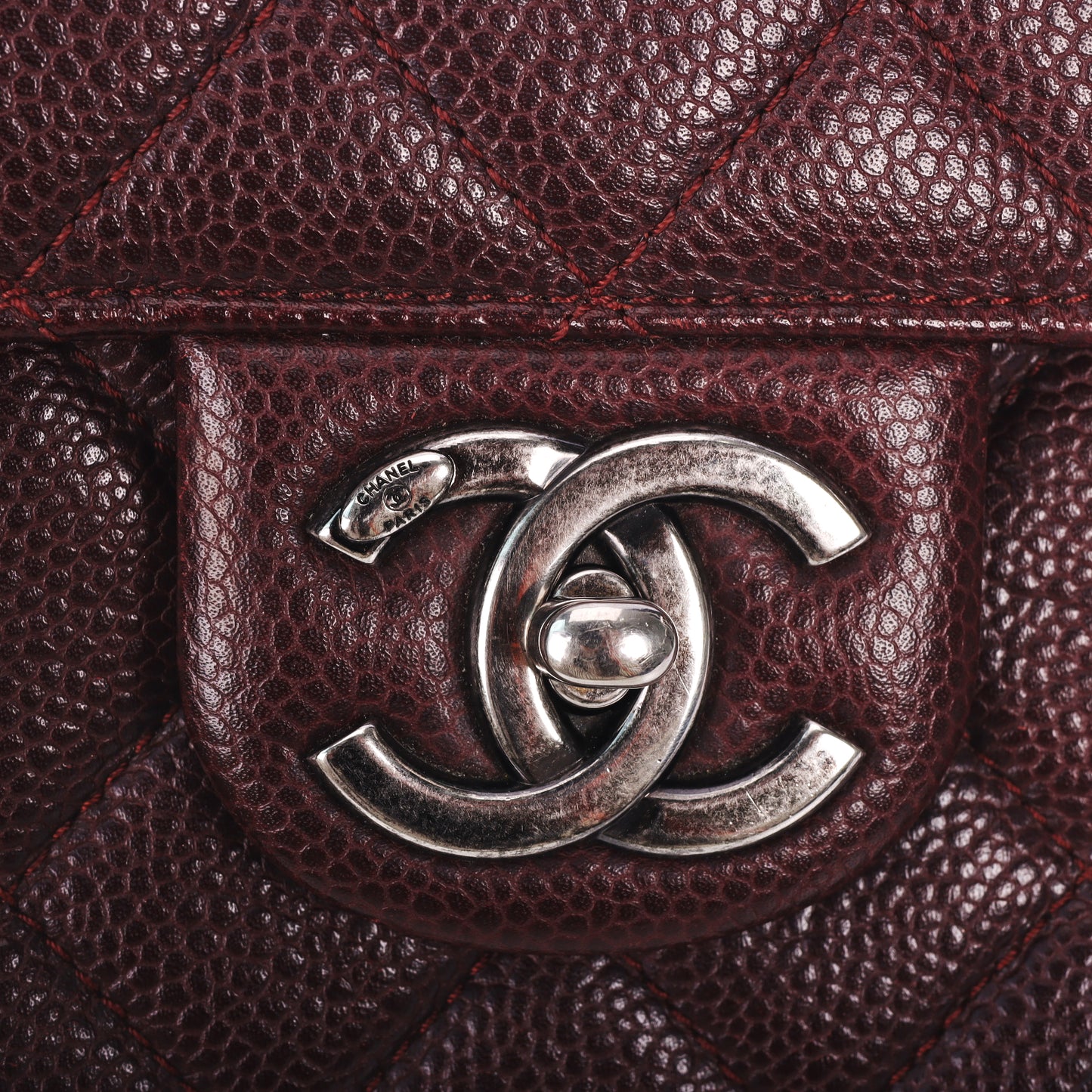 Pre-Owned Chanel Burgundy Quilted Caviar Calfskin Crossbody Bag 84832905