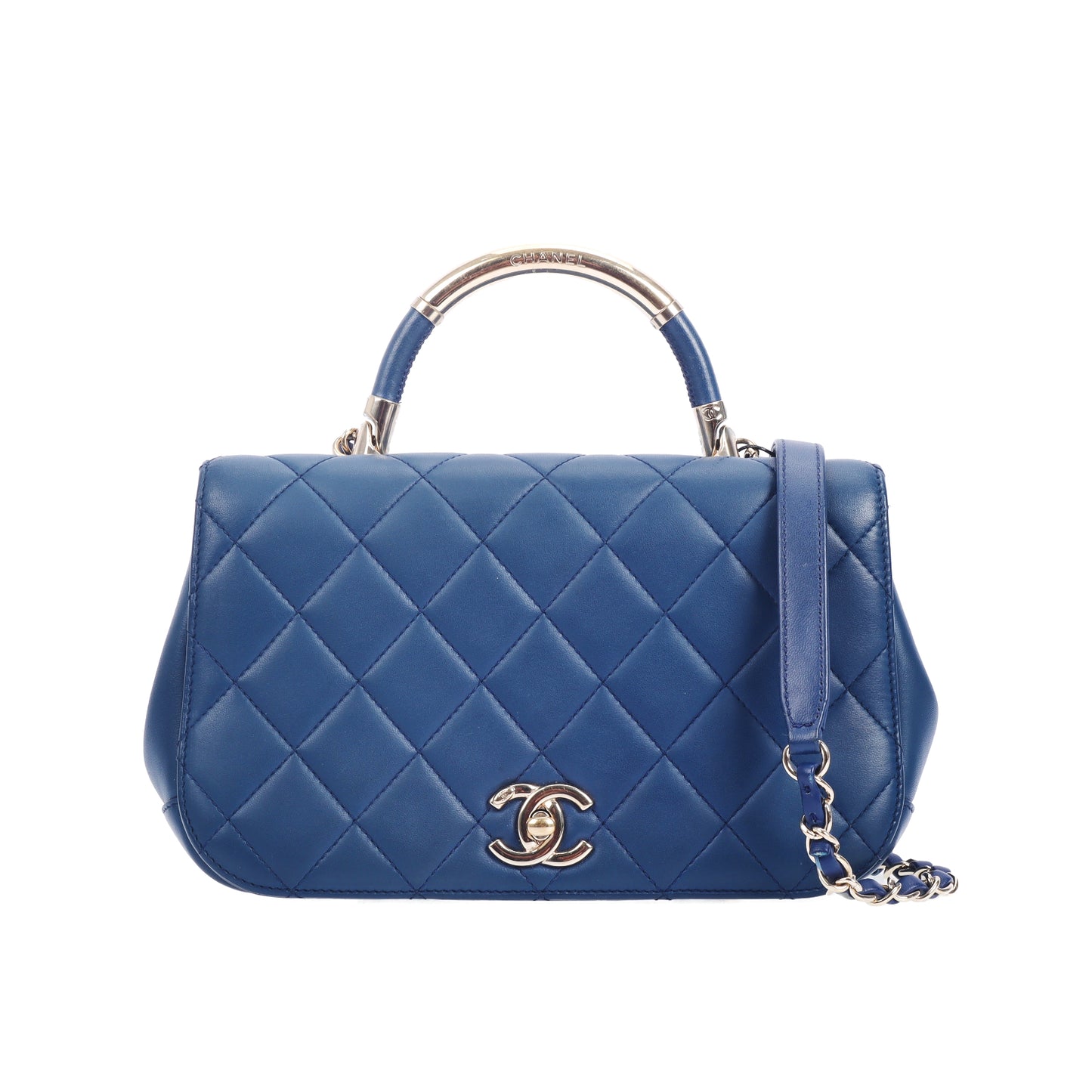 Pre-Owned Chanel  CC Blue Quilted Leather Crossbody Bag 84949392