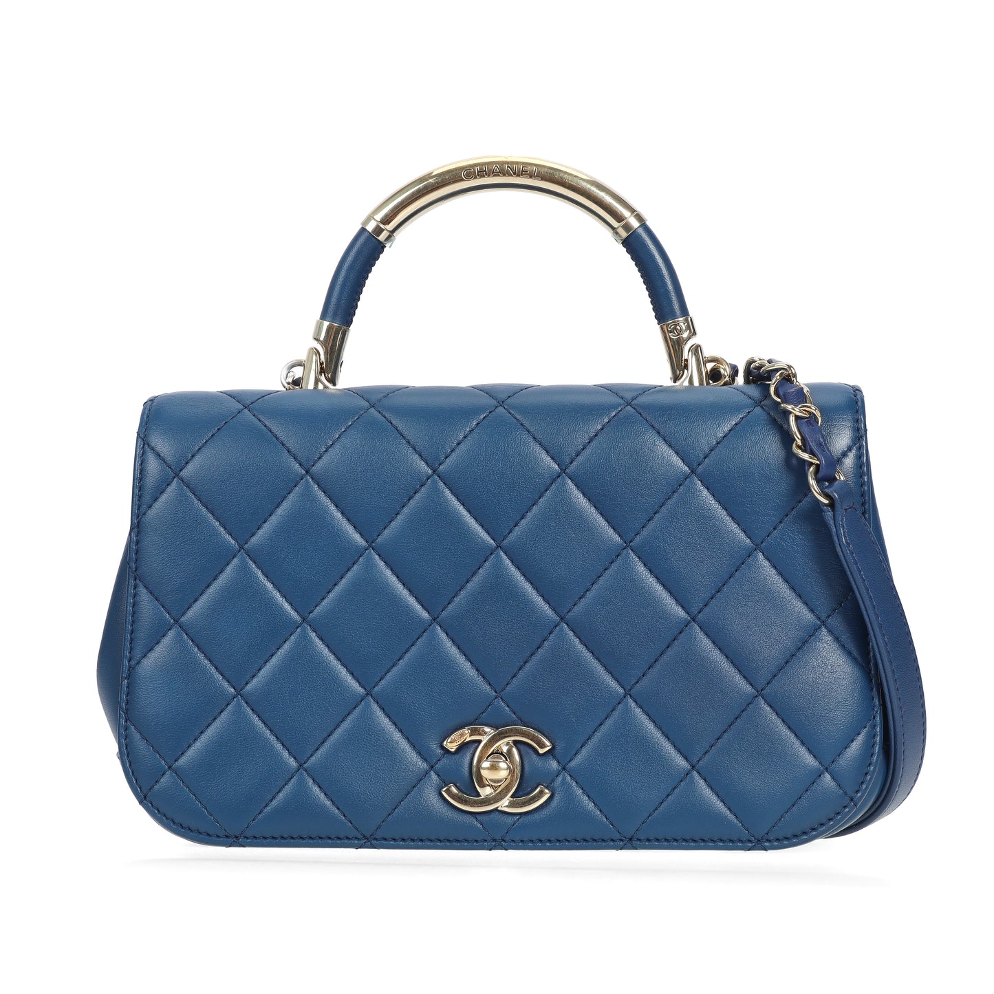 Pre-Owned Chanel Flap Blue Quilted Leather Crossbody Bag 85072002