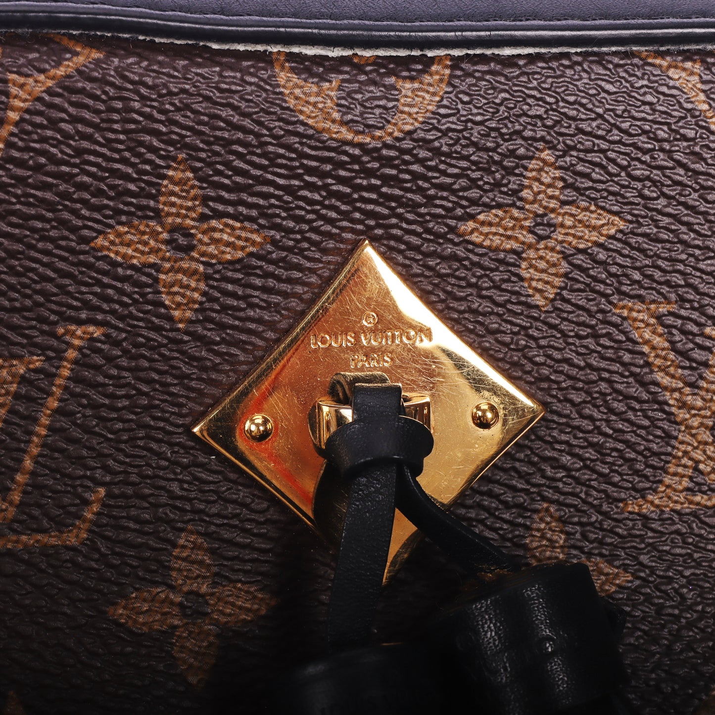Pre-Owned Louis Vuitton Saintonge Brown Monogram Coated Canvas Calfskin Crossbody Bag 85273751