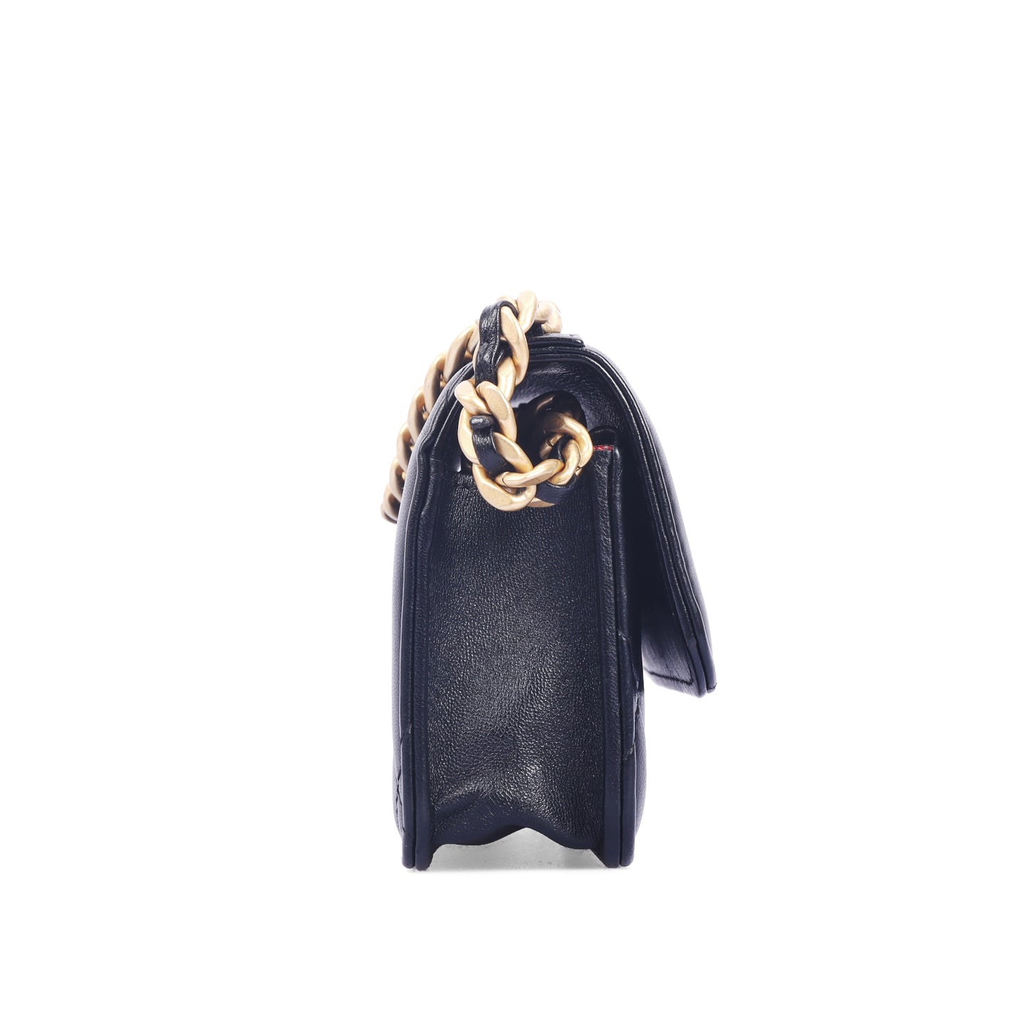 Pre-Owned Chanel 19 Black Quilted Lambskin Wallet on Chain 89687691