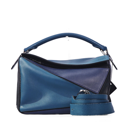 Pre-Owned LOEWE Puzzle Medium Size Multicolor Calfskin Leather  Shoulder Bag 90020681 c