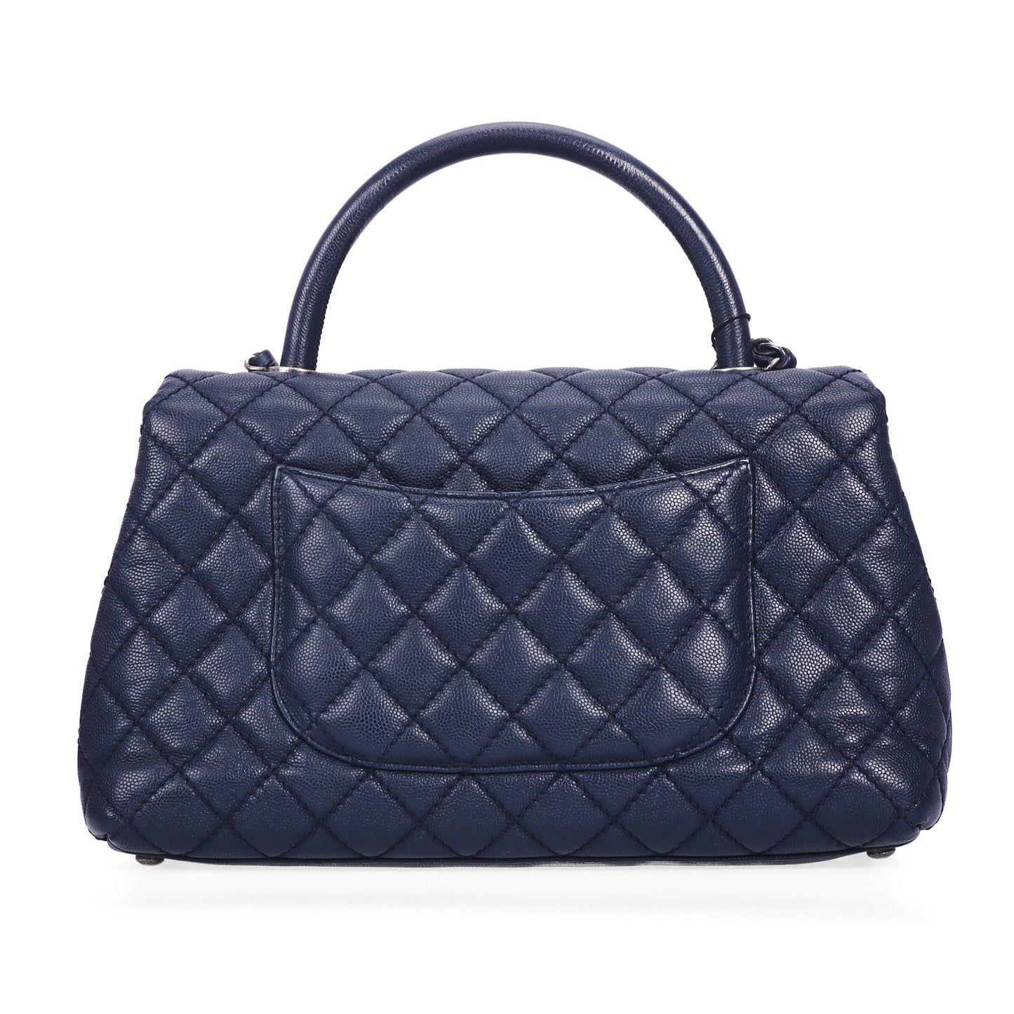 Pre-Owned Chanel Coco Handle Dark Blue Quilted Caviar Calfskin Leather Shoulder Bag 90038457