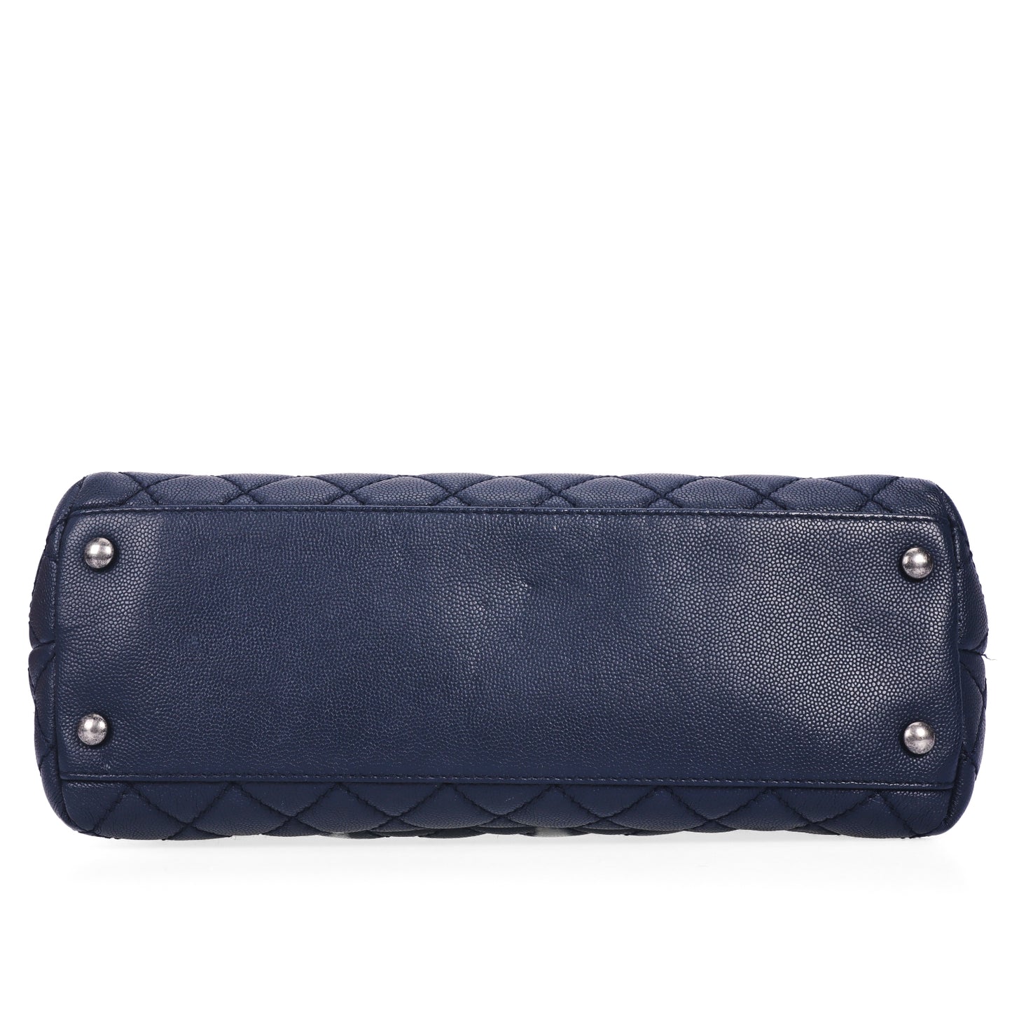 Pre-Owned Chanel Coco Handle Dark Blue Quilted Caviar Calfskin Leather Shoulder Bag 90038457