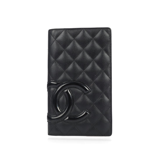 Pre-Owned Chanel Cambon Black Calfskin Leather Wallet 91221107