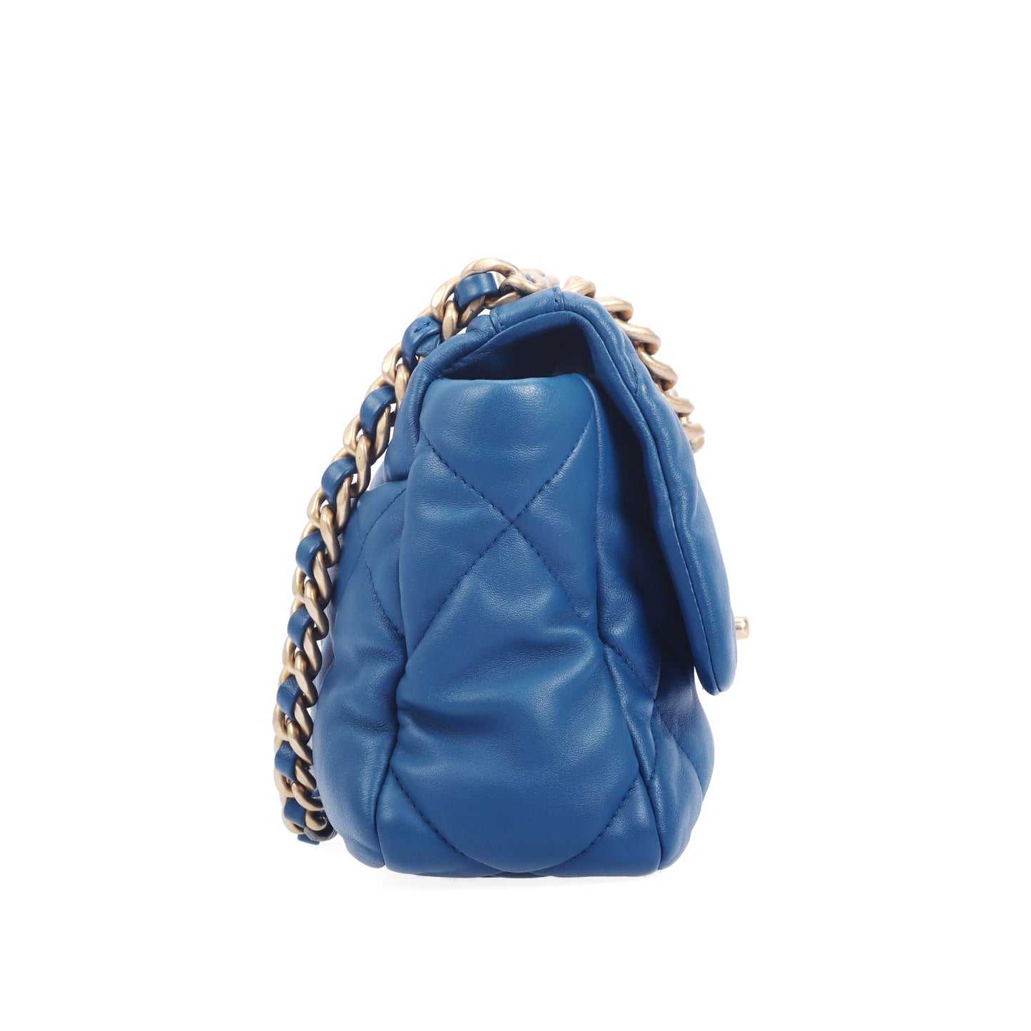 Pre-Owned Chanel 19 Blue Quilted Leather Shoulder Bag 91323708