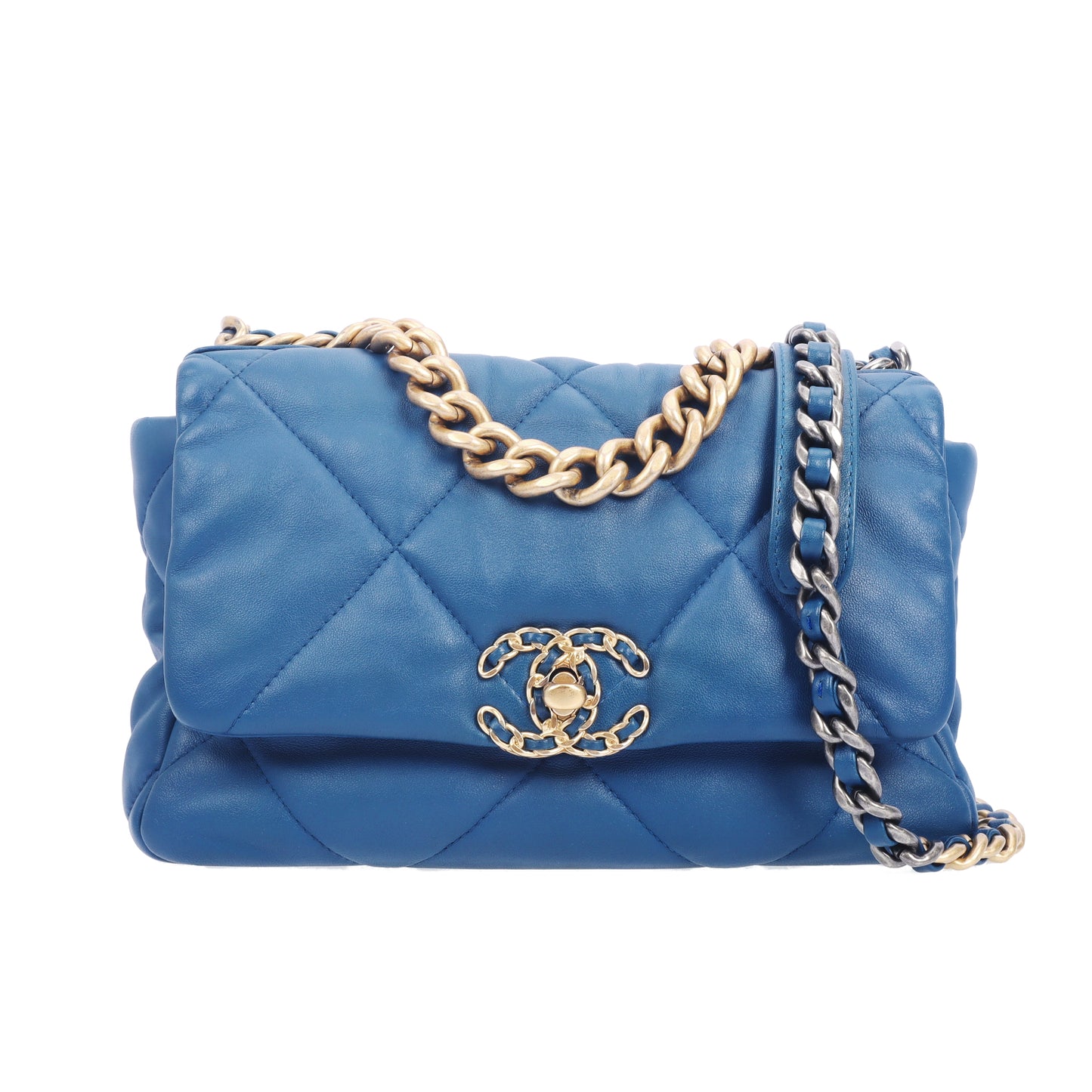 Pre-Owned Chanel 19 Blue Quilted Leather Shoulder Bag 91323708