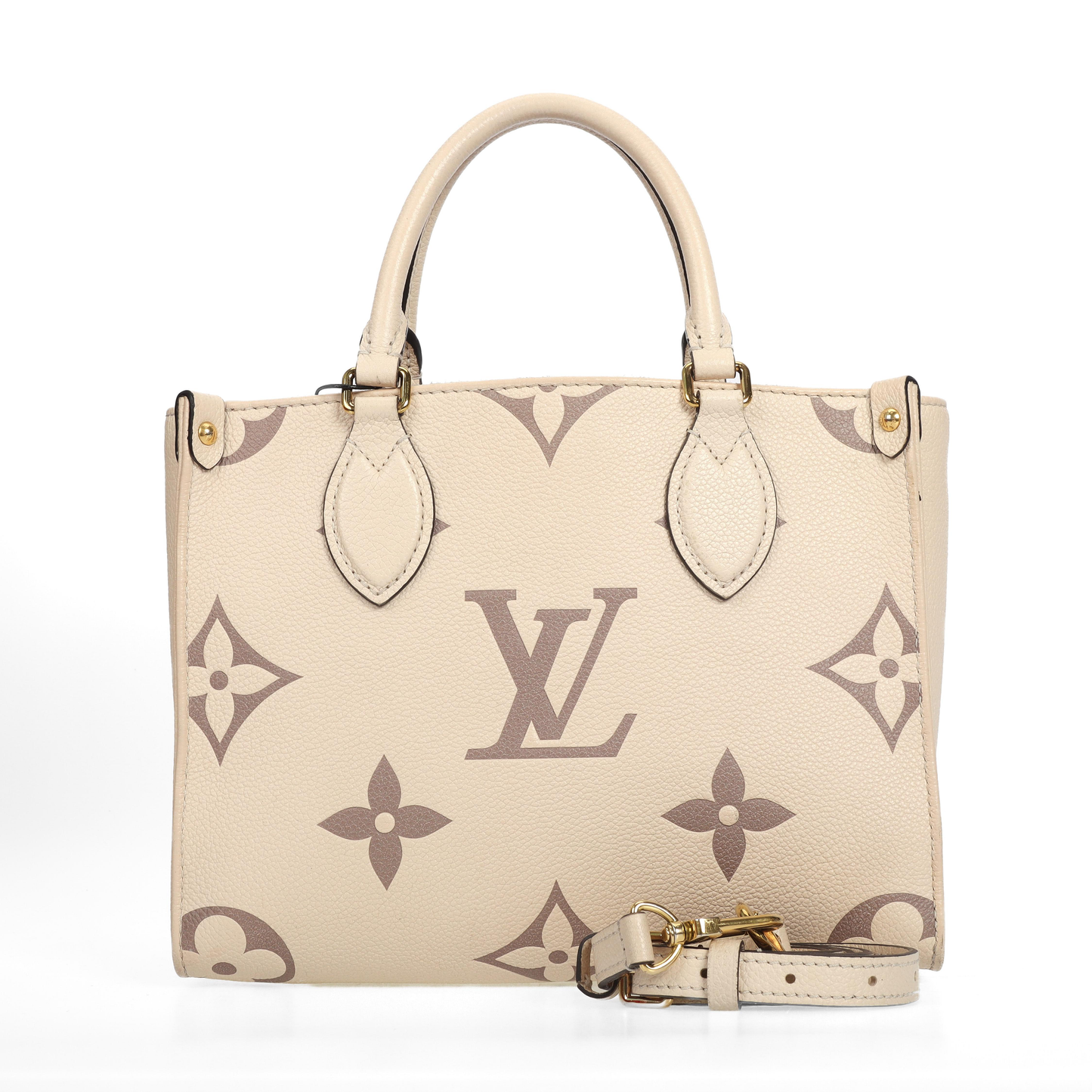 Pre-owned Louis Vuitton Calfskin Shoulder Bags Onthego Cream 99560513