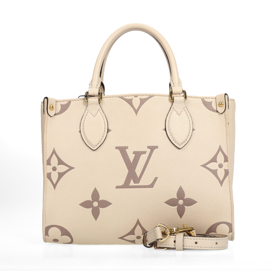 Pre-owned Louis Vuitton Calfskin Shoulder Bags Onthego Cream 99560513