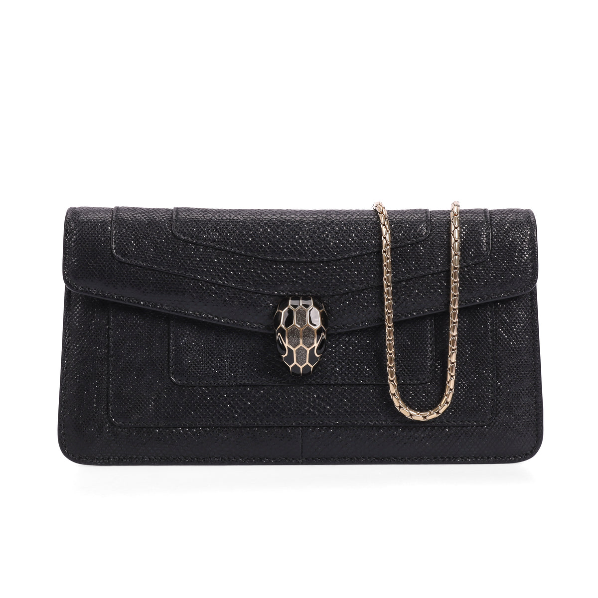 Pre-Owned Bvlgari Serpenti Forever Black Calfskin Shoulder Bag 92309748