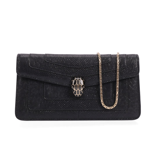 Pre-Owned Bvlgari Serpenti Forever Black Calfskin Shoulder Bag 92309748