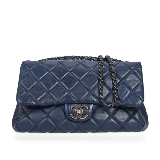 Pre-Owned Chanel Navy Calfskin Shoulder Bag 93235234
