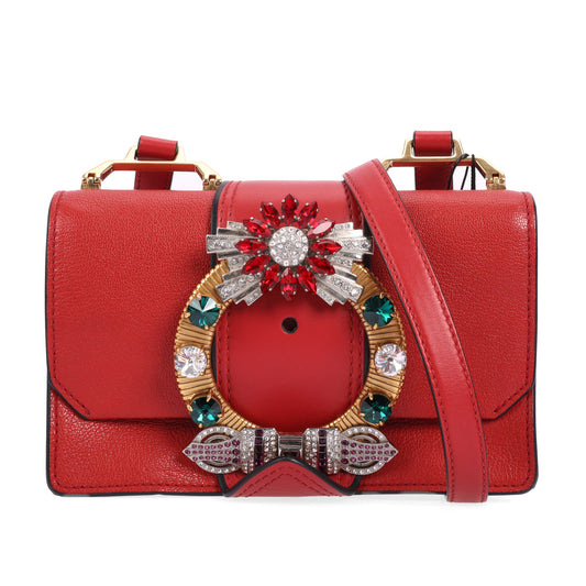 Pre-Owned Miu Miu Lady Red Calfskin Crossbody Bag 93493104