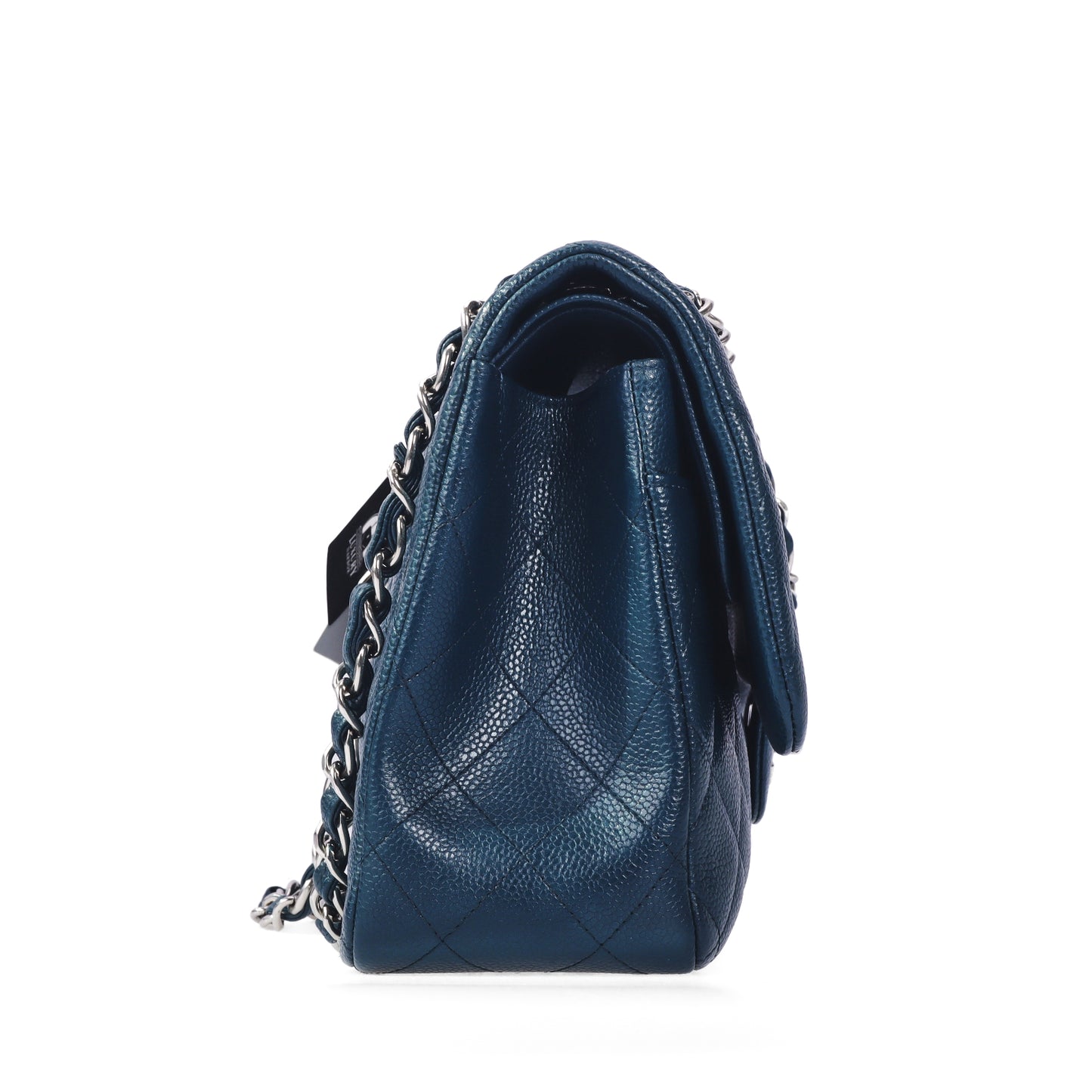 Pre-Owned Chanel Classic Flap Jumbo Dark Green Quilted Caviar Calfskin Leather Shoulder Bag 93953107