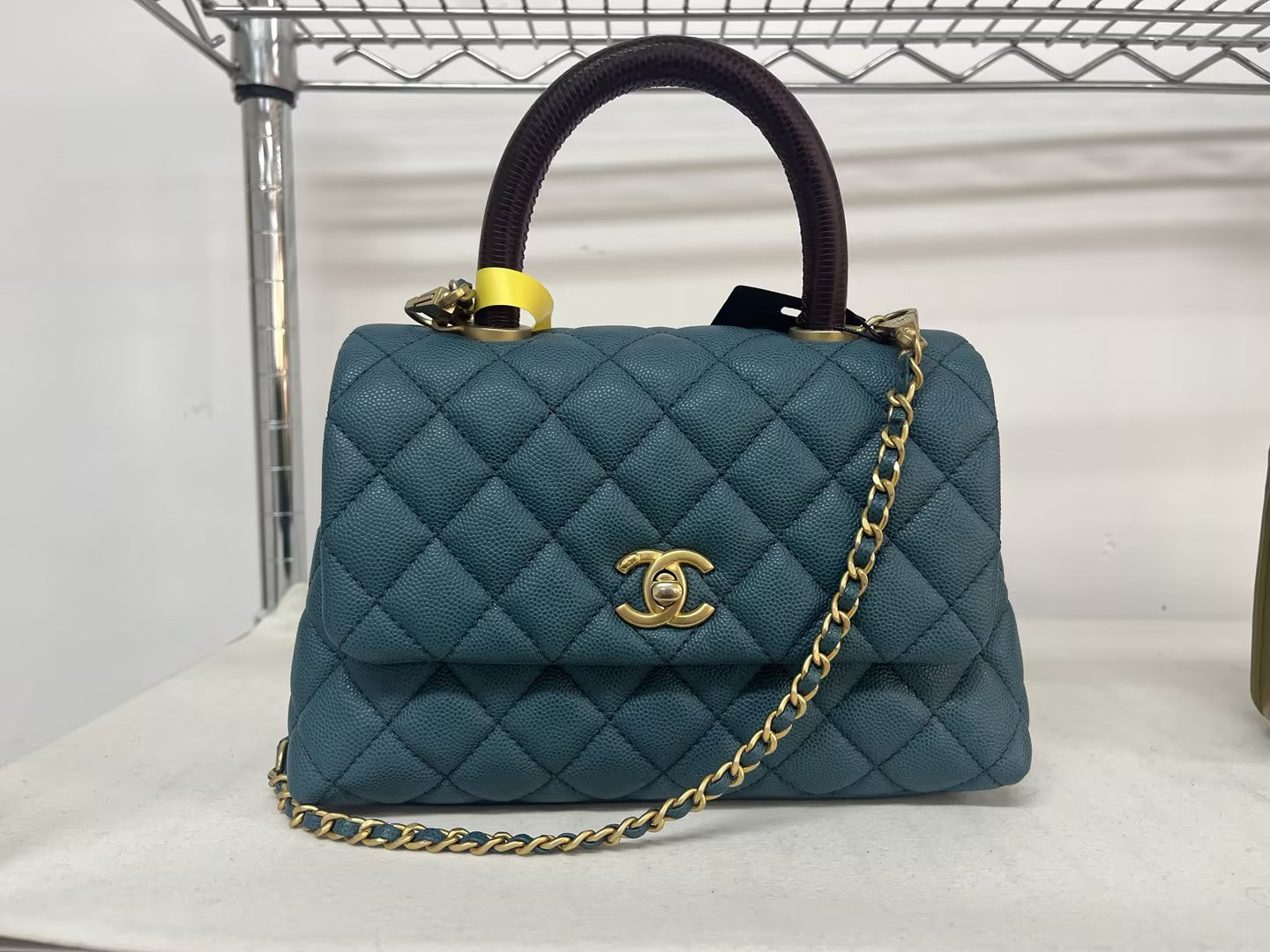 Chanel Coco Handle Cavair Lizard Handle Teal 13653814