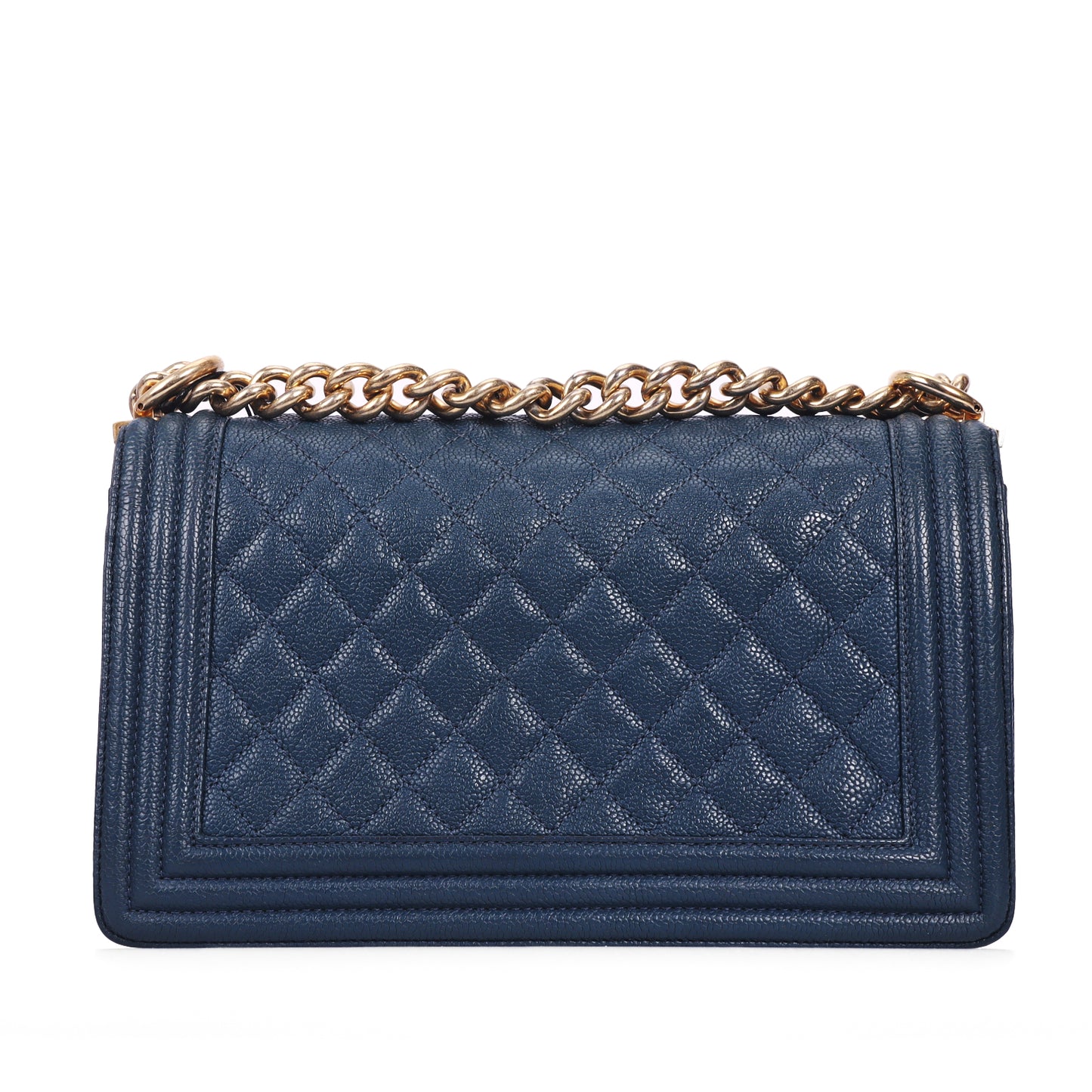Pre-Owned Chanel Le Boy Blue Quilted Calfskin Leather Shoulder Bag 95200785
