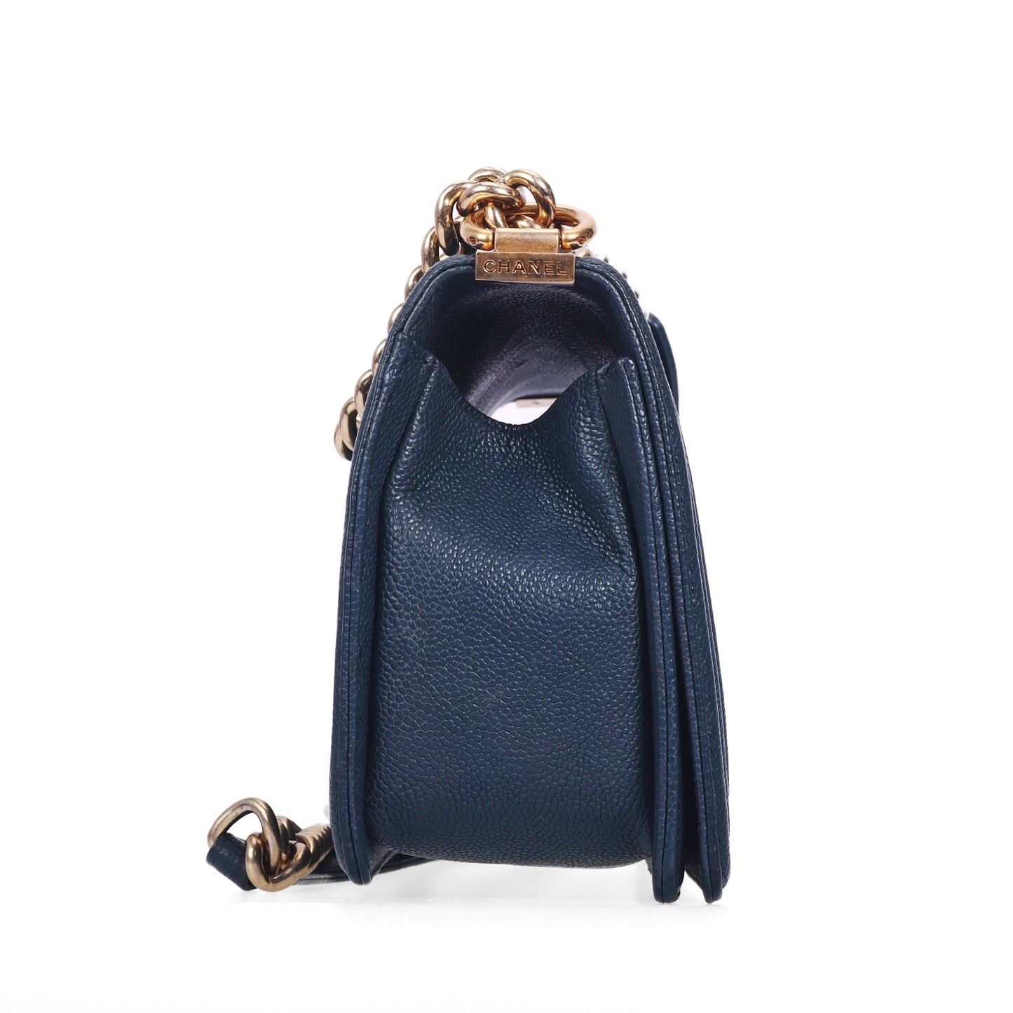 Pre-Owned Chanel Le Boy Blue Quilted Calfskin Leather Shoulder Bag 95200785