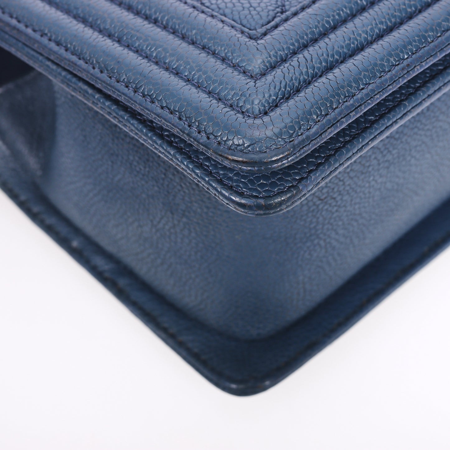 Pre-Owned Chanel Le Boy Blue Quilted Calfskin Leather Shoulder Bag 95200785