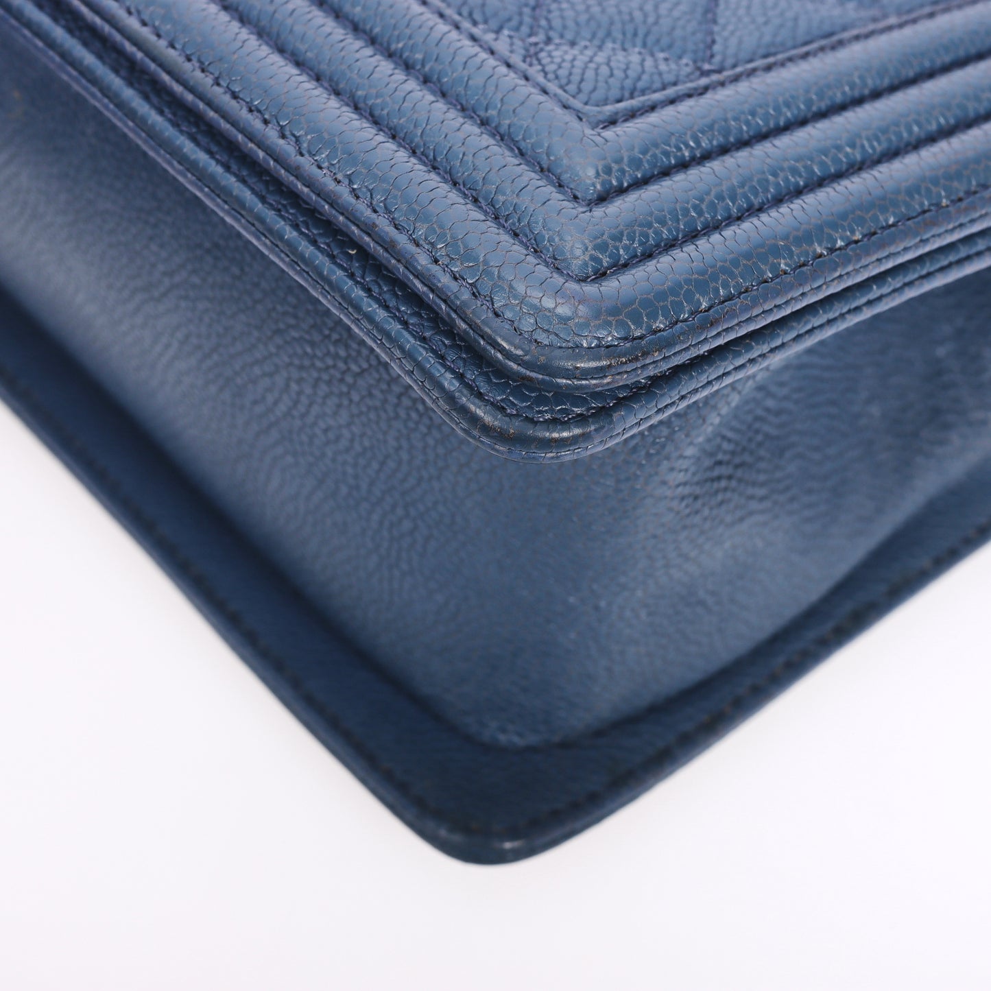 Pre-Owned Chanel Le Boy Blue Quilted Calfskin Leather Shoulder Bag 95200785