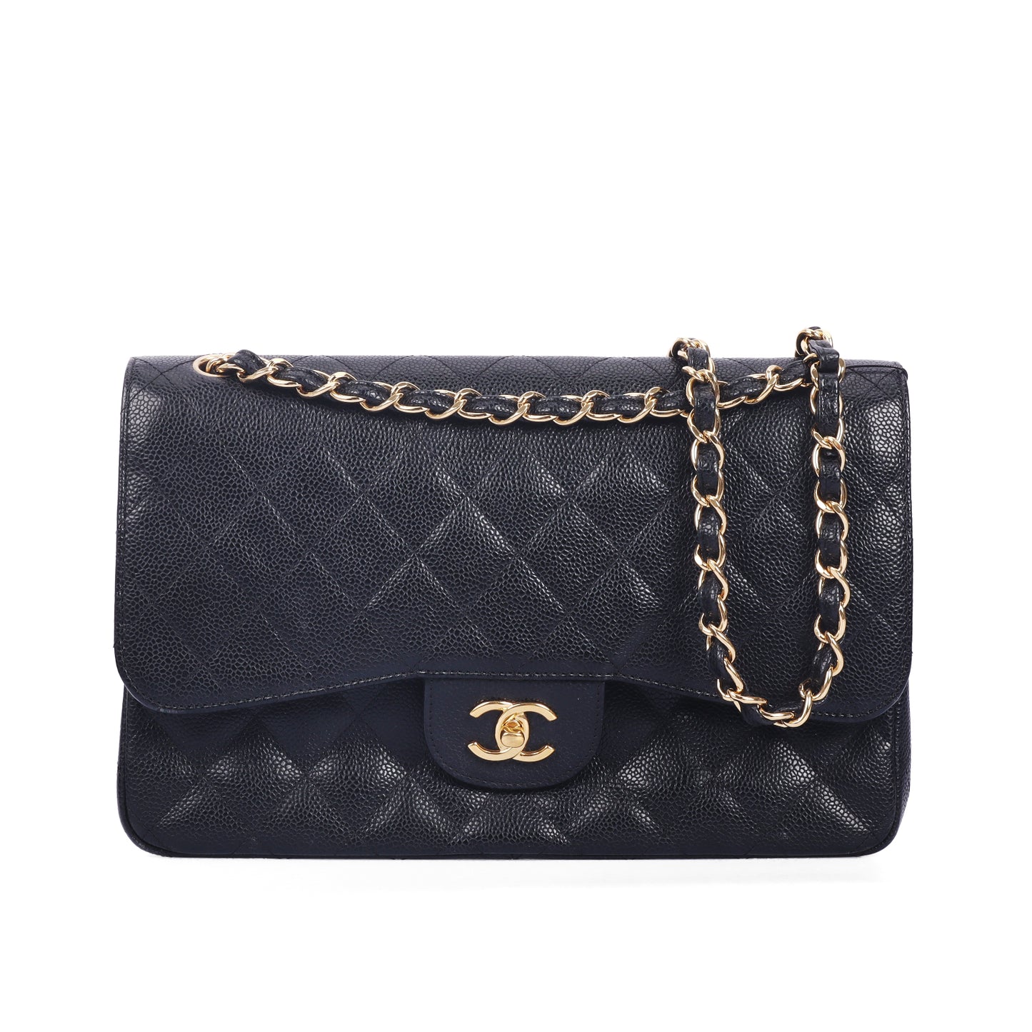 Pre-Owned Chanel Classic Flap Jumbo Black Quilted Calfskin Shoulder Bag 96014873