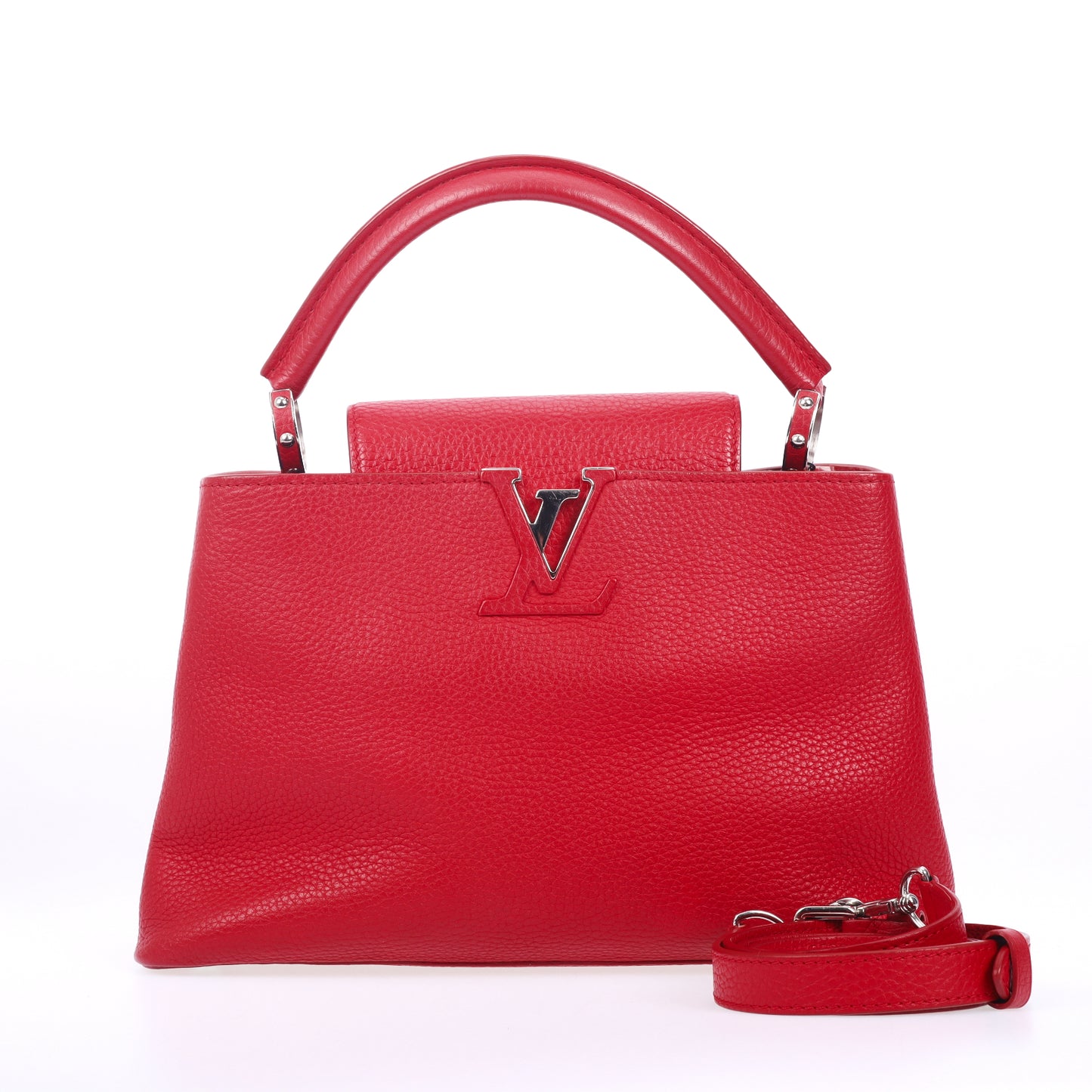 Pre-Owned Louis Vuitton Capucines BB Red Taurillon Calfskin Leather Shoulder Bag 96382537