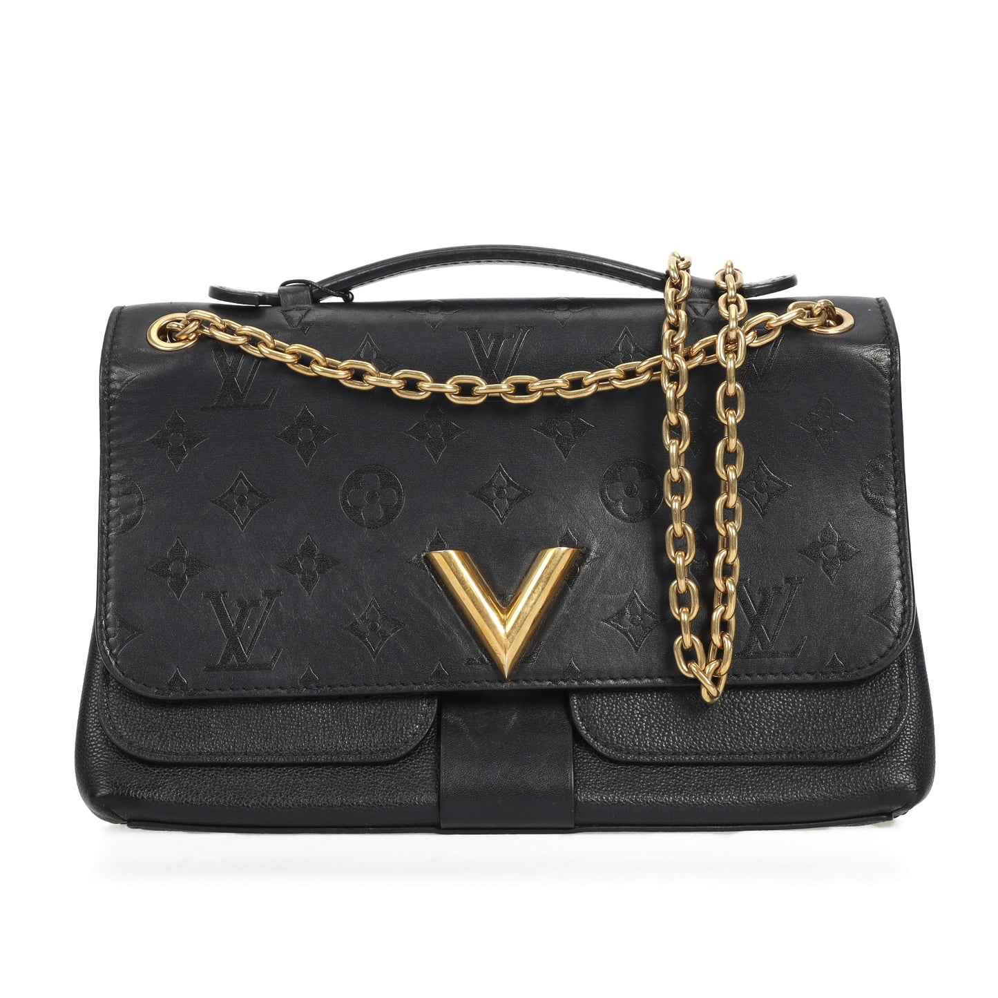 Pre-Owned Louis Vuitton Very Chain Black Calfskin Shoulder Bag 97431011