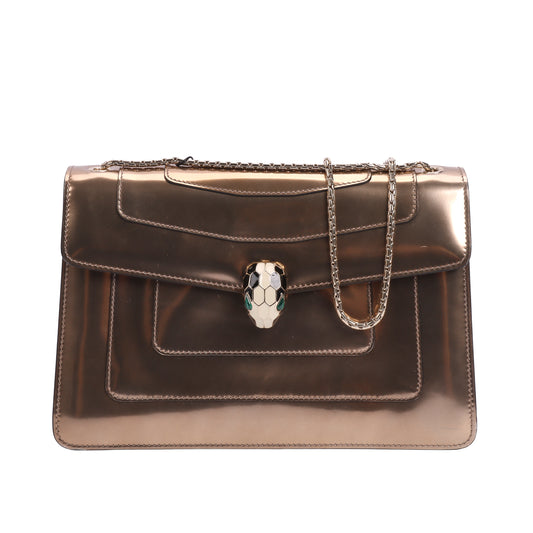 Pre-Owned Bvlgari Serpenti Forever Metallic Leather Crossbody Bag 97607614
