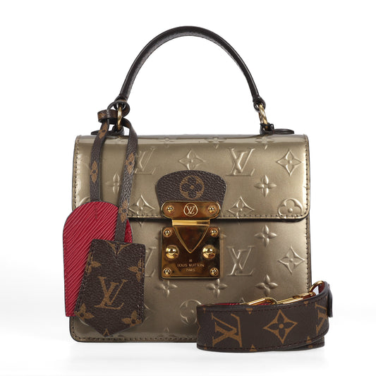 Pre-Owned Louis Vuitton Spring Street Gold Monogram Patent Leather Crossbody Bag 97730082