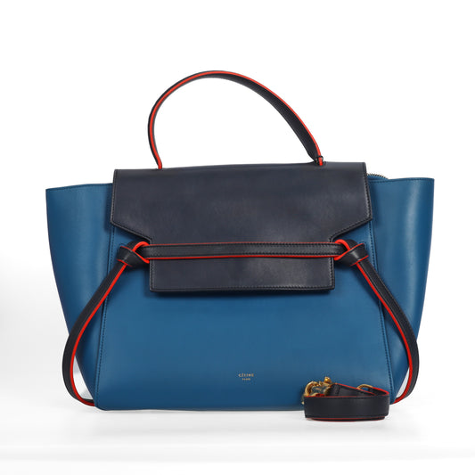 Pre-Owned Celine Blue Calfskin Shoulder Bag 97844282