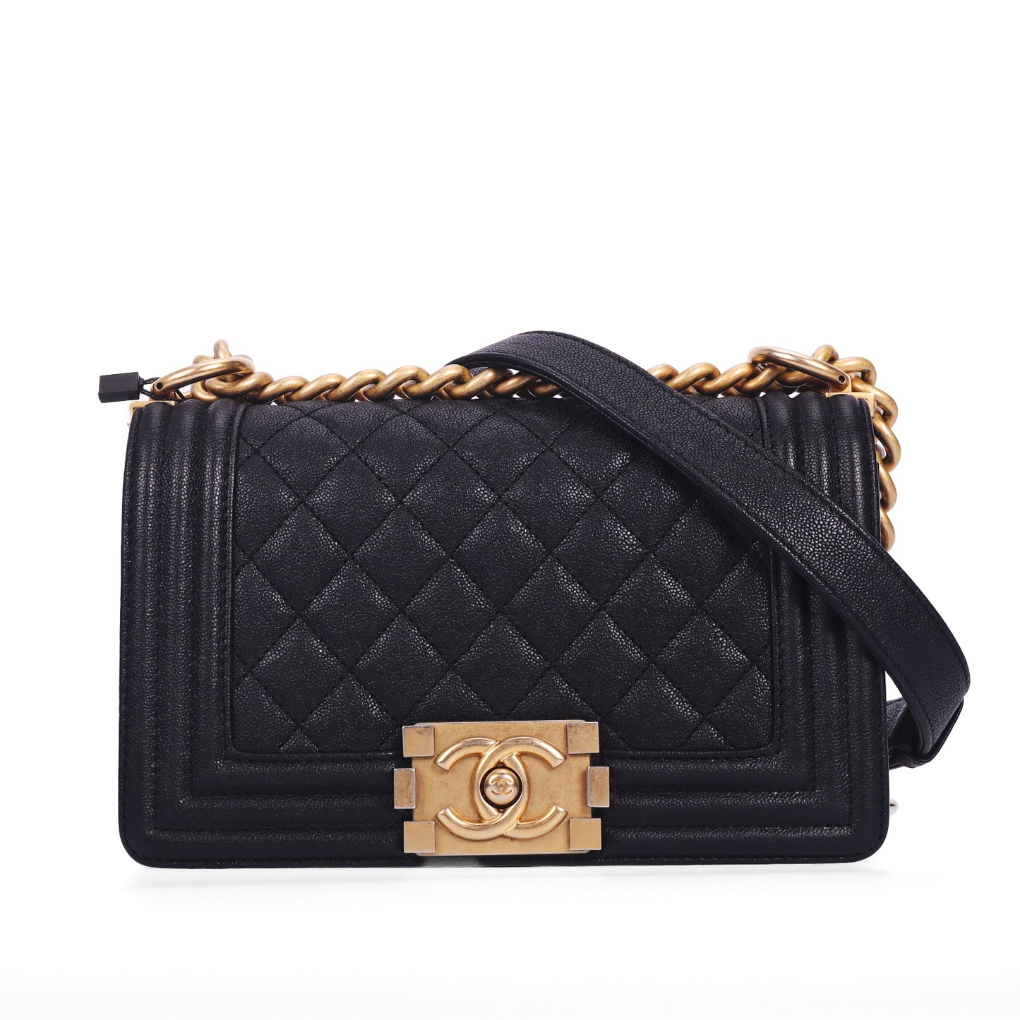 Pre-Owned Chanel Boy Black Calfskin Crossbody Bag 98052101
