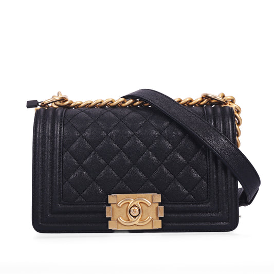 Pre-Owned Chanel Boy Black Calfskin Crossbody Bag 98052101
