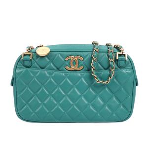 Pre-owned CHANEL Leather Crossbody Bags Chain Quilted CC Turquoise 54205875 hz