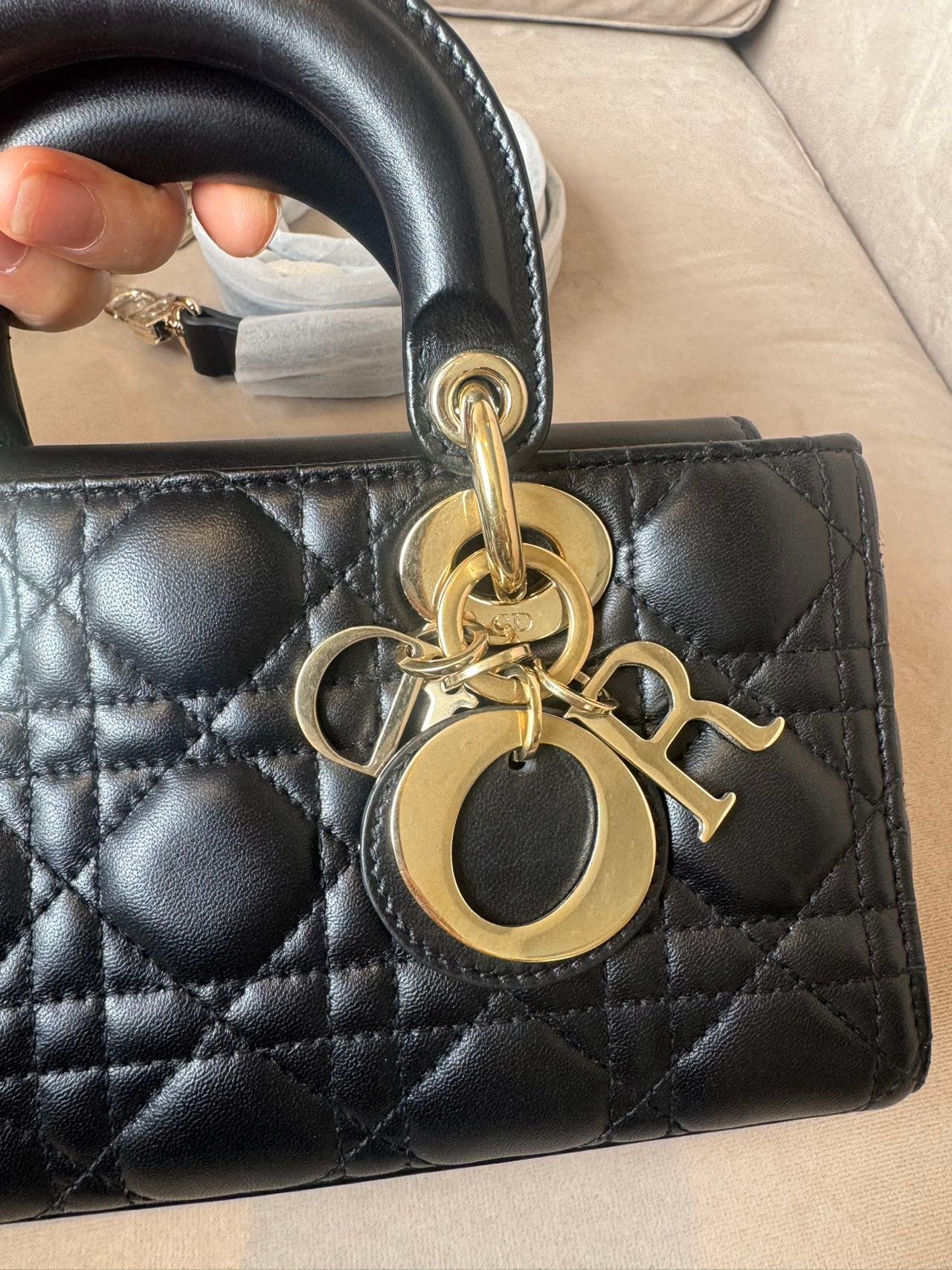 Pre-Owned Dior Lady Dior Black Cannage Lambskin Crossbody Bag