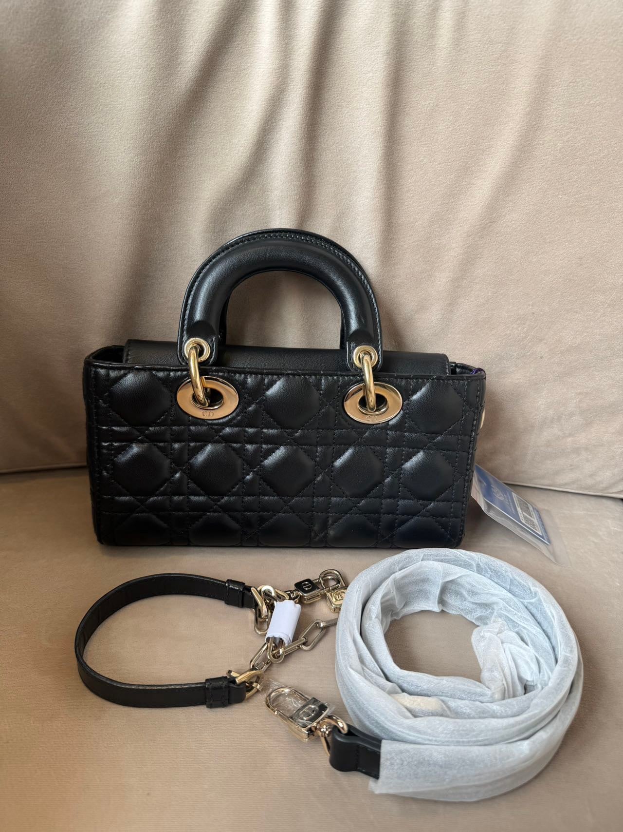 Pre-Owned Dior Lady Dior Black Cannage Lambskin Crossbody Bag