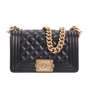 Pre-owned CHANEL Calfskin Crossbody bags Le Boy Small Size Black 75777893