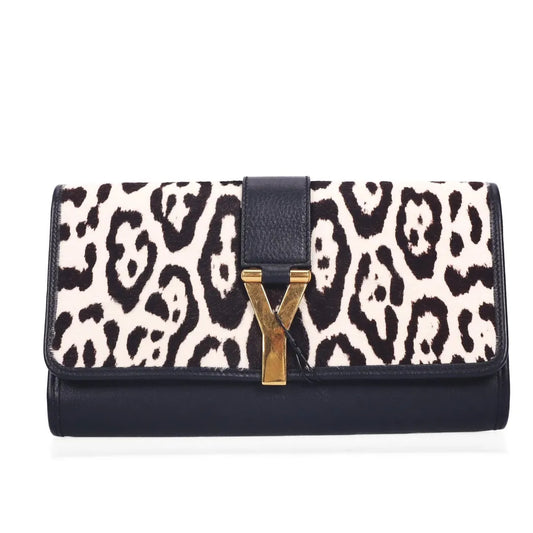 Pre-Owned Saint Laurent Classic Y-Lock Multicolor Calfskin Clutch Bag 71201201